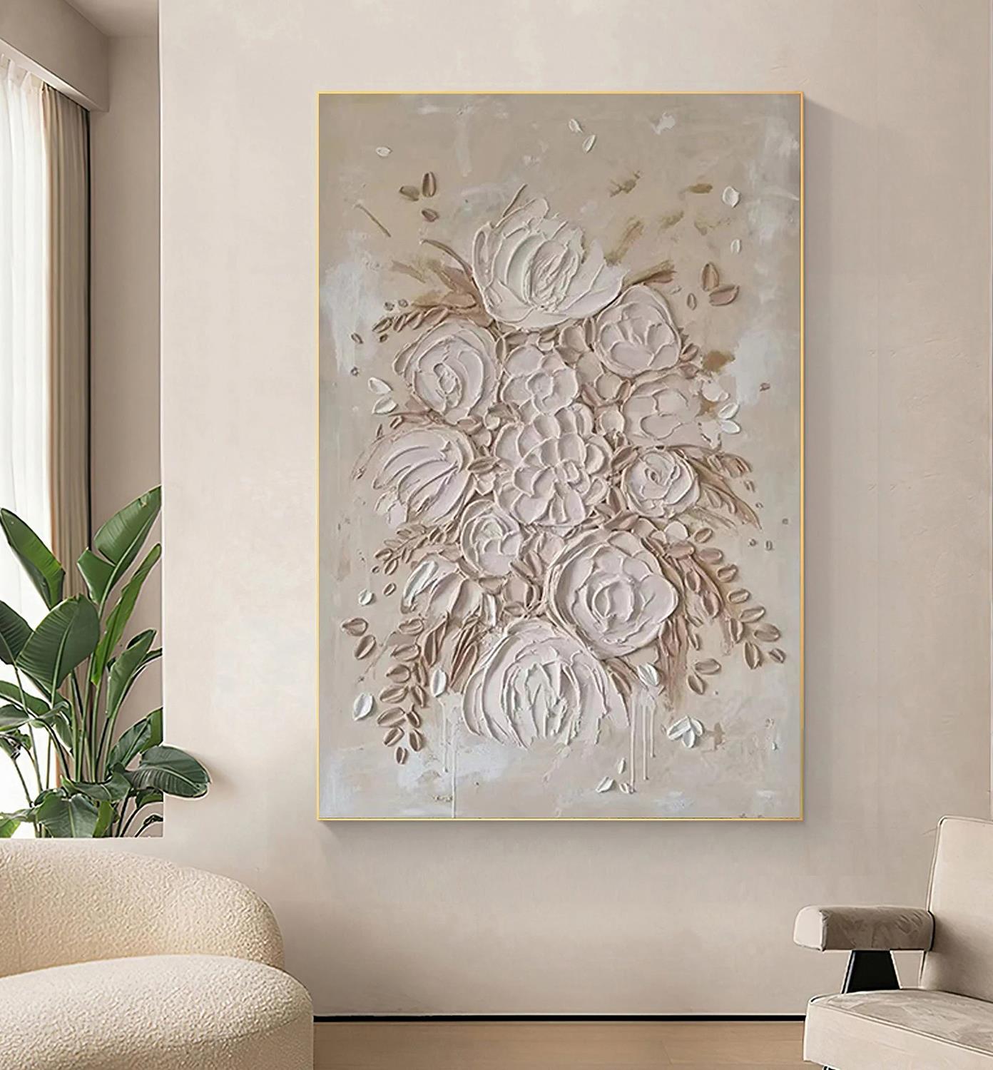 fleurs gris beige par texture de décor de mur de couteau de Palette Peintures à l'huile